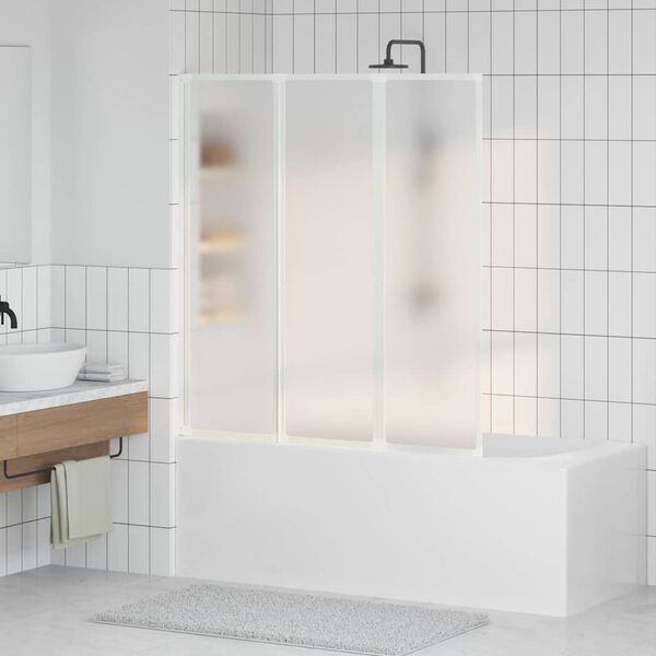 vidaXL Schermo da Bagno Glassato 132 x 140 cm Alluminio & Pannello PP