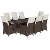 vidaXL Set da Pranzo da Giardino 9pz con Cuscini Marrone in Polyrattan