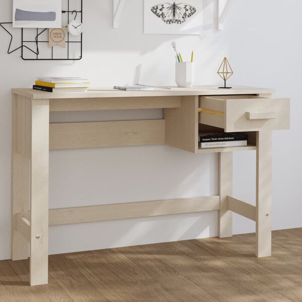 vidaXL Scrivania HAMAR ambra 110x40x75 cm in Legno Massello di Pino