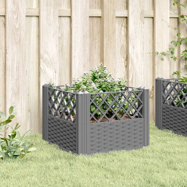 vidaXL Fioriera Giardino Picchetti Grigio Chiaro 43,5x43,5x43,5 cm PP