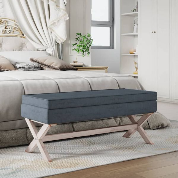 vidaXL Sgabello Portaoggetti Grigio Scuro 110x45x49 cm in Velluto