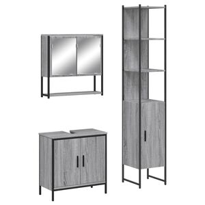 vidaXL Set Mobili da Bagno 3 pz Grigio Sonoma in Legno Multistrato