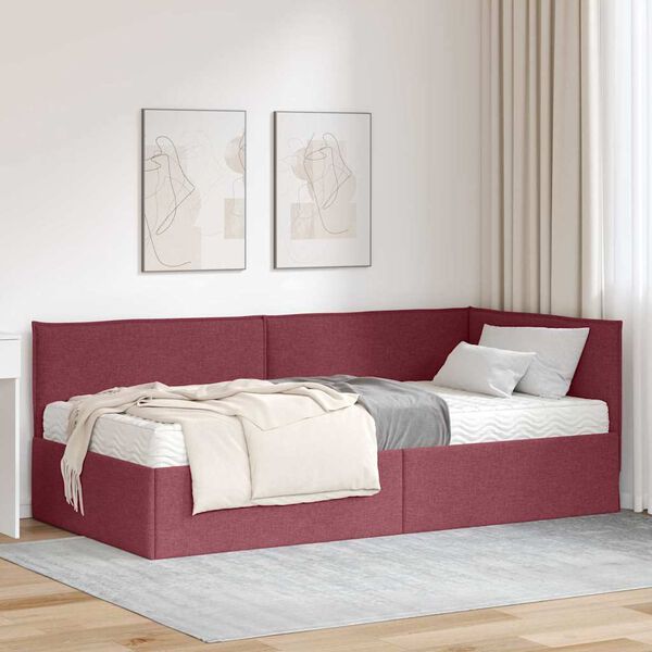 vidaXL Struttura Letto Angolare con Materasso 2 pcs Grigio Velluto