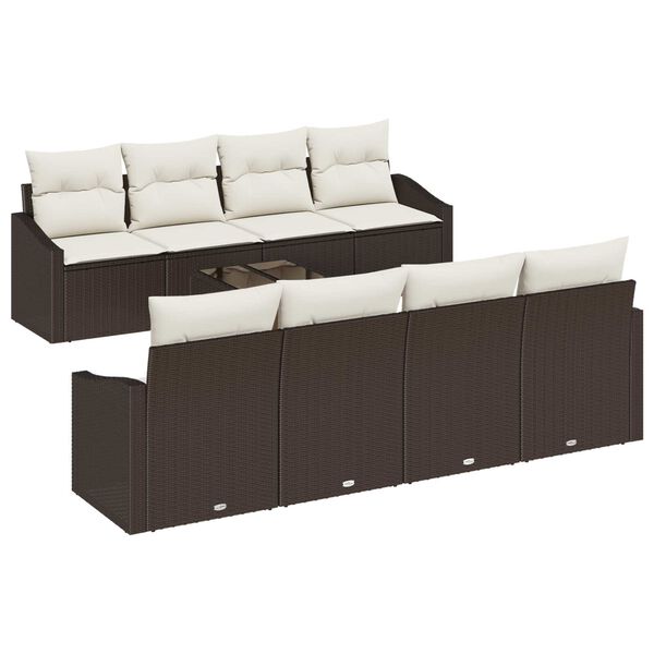 vidaXL Set di divani con cuscino 7 pcs Marrone e Crema polyrattan