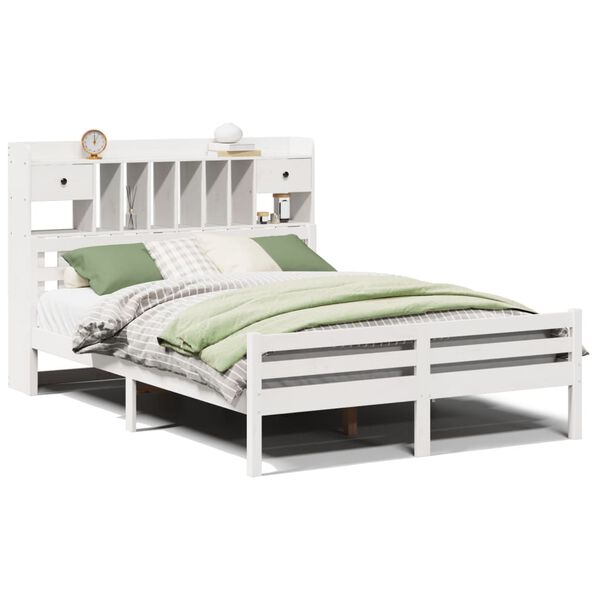 vidaXL Letto Libreria senza Materasso Bianco 140x200 cm Legno di Pino