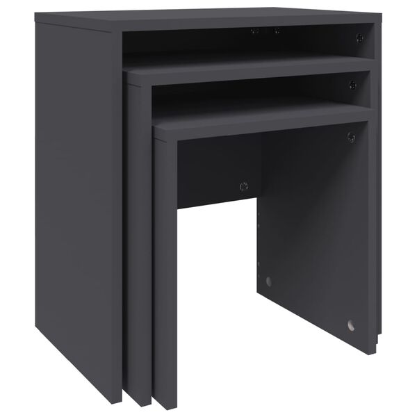 vidaXL Tavolini da Salotto Impilabili 3 pz Grigi in Truciolato