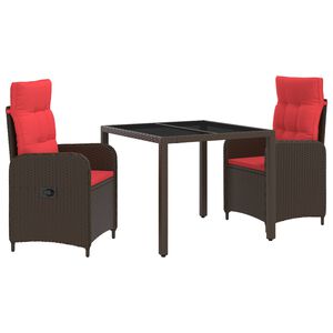 vidaXL Set da pranzo per esterni 3 pz polyrattan