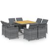 vidaXL Set Pranzo da Giardino 9 pz con Cuscini in Polyrattan Grigio