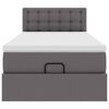 vidaXL Letto Pouf con Materasso Grigio 90x190 cm Similpelle