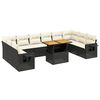 vidaXL Set Divani da Giardino 11 pz con Cuscini in Polyrattan Nero
