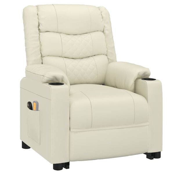 vidaXL Poltrona Alzapersona Massaggiante Crema in Similpelle