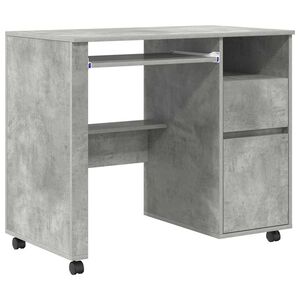vidaXL Scrivania con Ruote Grigio cemento Legno ingegnerizzato