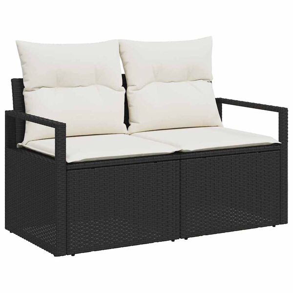 vidaXL Set di divani 7 pcs Nero polyrattan