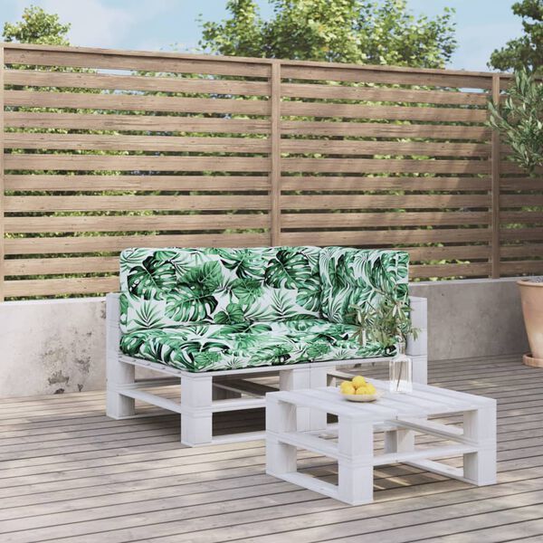 vidaXL Cuscini per Pallet 3 pz Motivo a Foglie Tessuto