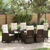 vidaXL Set da Pranzo per Giardino con cuscino 7 pcs Marrone polyrattan