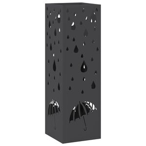 vidaXL Stand per Ombrelli da Pioggia Nero 15,5 x 15,5 x 49 cm Acciaio