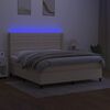 vidaXL Letto a Molle con Materasso e LED Crema 160x200 cm in Tessuto