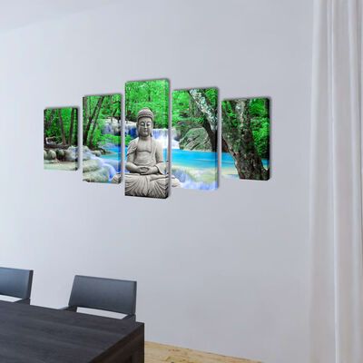 5 pz Set Stampa su Tela da Muro Buddha 200 x 100 cm