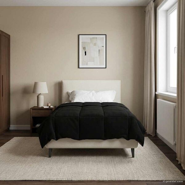 vidaXL Duvet Invernale Trapuntato Nero 135 x 220 cm Microfibra