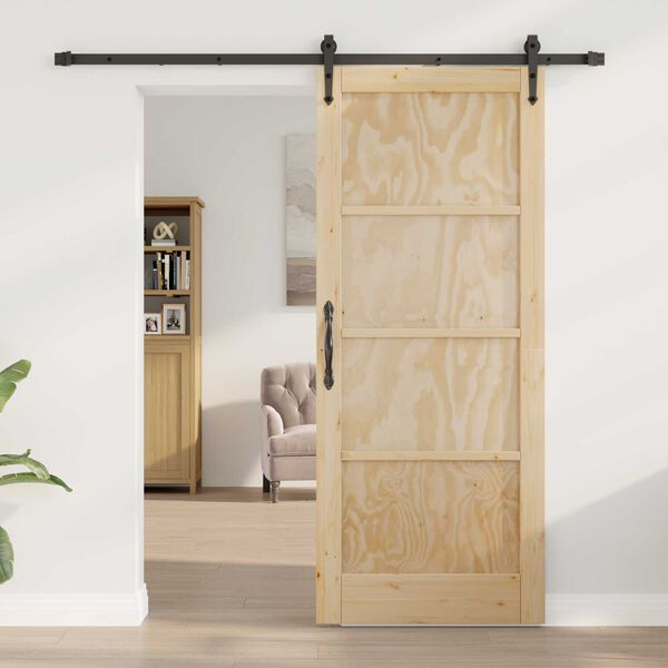 vidaXL Porta scorrevole ORKDAL Naturale e Nero 83 x 202 cm
