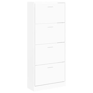 vidaXL Scarpiera Bianca 63x24x147 cm in Legno Multistrato