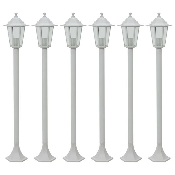 vidaXL Lampioni da Giardino 6 pz E27 110 cm in Alluminio Bianco
