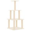 vidaXL Albero per Gatti con Tiragraffi in Sisal Crema 111 cm