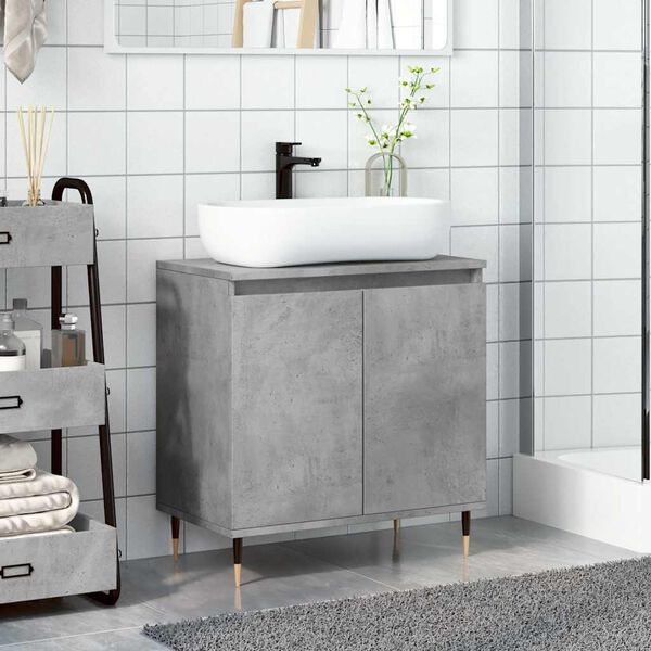 vidaXL Armadietto da Bagno Grigio Cemento 58x33x60cm in Truciolato