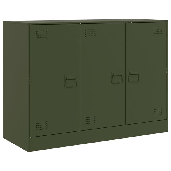 vidaXL Credenza Verde Oliva 99x39x73 cm in Acciaio