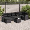 vidaXL Set Divani da Giardino con Cuscini 8 pz Nero in Polyrattan