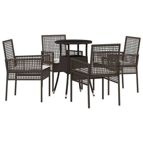 vidaXL Set da Pranzo per Giardino 5 pcs Marrone Poly Rattan