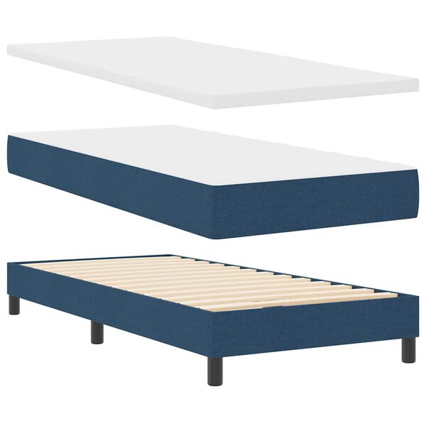 vidaXL Letto a molle con materasso Blu 200 x 90 cm Poliestere