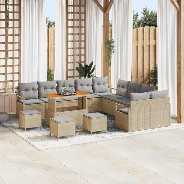 vidaXL Set Divano da Giardino con cuscino 14 pcs Beige e Grigio Chiaro