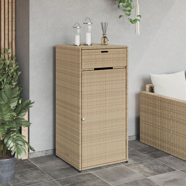 vidaXL Armadietto Portaoggetti Giardino Beige 55x55x111cm Polyrattan