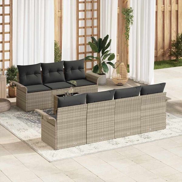 vidaXL Set Divano da Giardino 8 pcs Grigio chiaro e grigio scuro