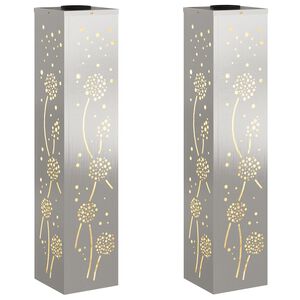 vidaXL Faro LED solare per sentieri 2 pz Bianco caldo 18 x 18 x 80 cm