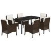 vidaXL Set da Pranzo da Giardino 7pz con Cuscini in Polyrattan Marrone