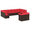 vidaXL Set Divani da Giardino 12 pz con Cuscini Marrone in Polyrattan
