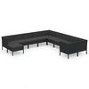 vidaXL Set Divani da Giardino 11 pz con Cuscini in Polyrattan Nero