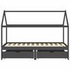 vidaXL Giroletto Bambini Cassetti Grigio Scuro Pino Massello 90x200 cm