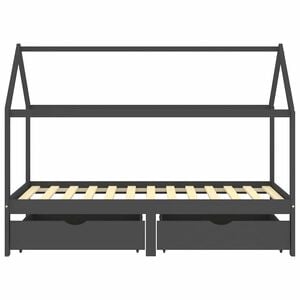 vidaXL Giroletto Bambini Cassetti Grigio Scuro Pino Massello 90x200 cm