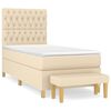 vidaXL Giroletto a Molle con Materasso Crema 90x190 cm in Tessuto