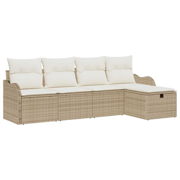 vidaXL Set Divano da Giardino 5 pcs Beige e Crema polyrattan