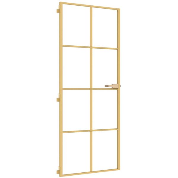 vidaXL Porta Interni Sottile Oro 83x201,5cm Vetro Temperato Alluminio