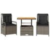 vidaXL Set da Pranzo da Giardino 3 pz con Cuscini in Polyrattan Grigio