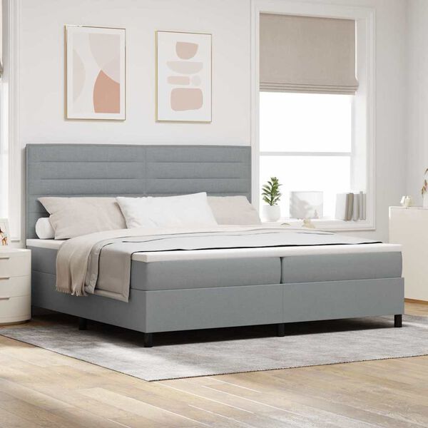 vidaXL Letto a molle con materasso Grigio chiaro 200 x 200 cm Tessuto