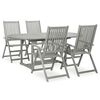 vidaXL Set da pranzo da giardino 5 pz (150-200)x100 cm in legno massello di acacia grigio