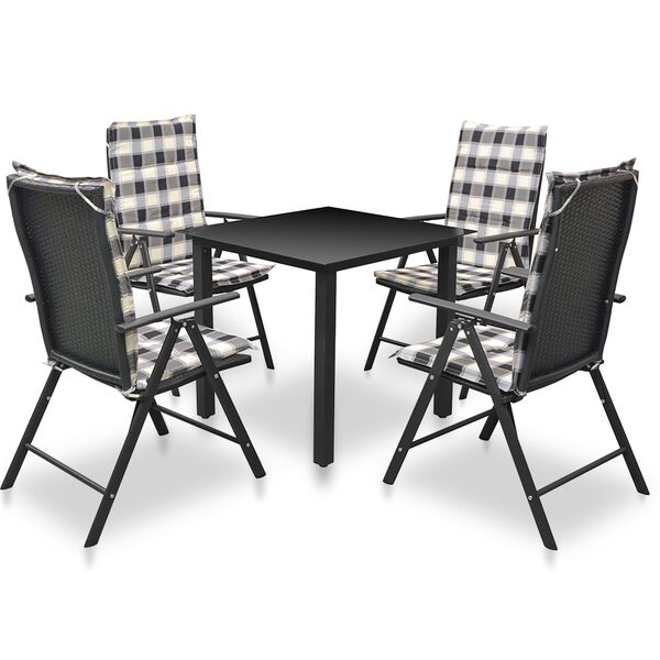 vidaXL Set da Pranzo da Giardino 5 pz con Cuscini in Alluminio Nero