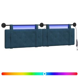 vidaXL Testiera sospesa Con luce LED Blu Velluto