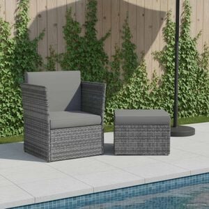 vidaXL Sedia da Giardino con Poggiapiedi in Polyrattan Antracite